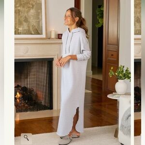 FRANK & EILEEN James Hooded Cotton Maxi Dress in gray melange M MEDIUM sold out